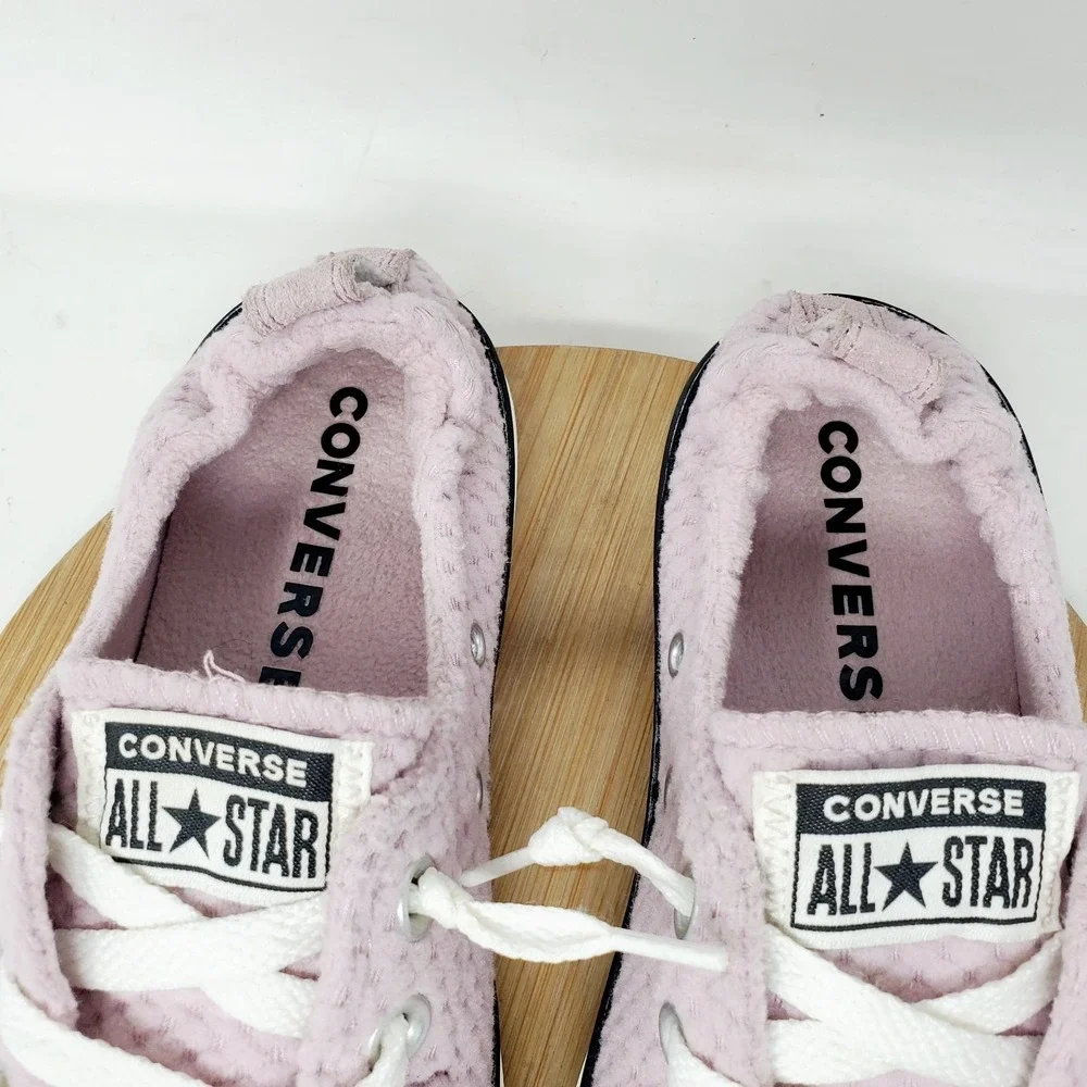 Converse Shoreline Shoes Womens 7 Fuzzy‎ Fleece Slip On Sneakers Cinch Heel